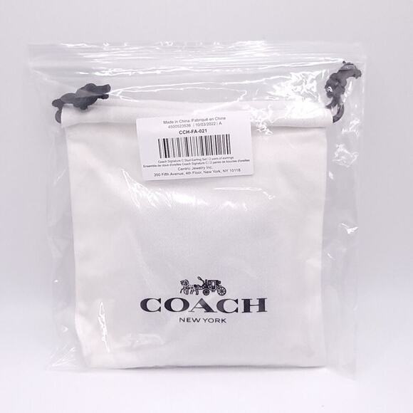 Coach Signature C and Stone Stud Earring Set - Picture 3 of 10